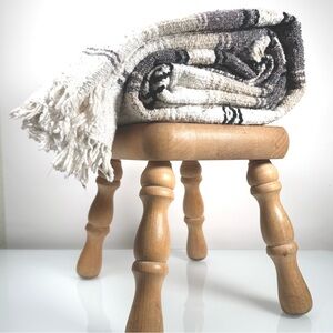 Textured Neutral Woven Throw Blanket | Rustic Boho Home Decor | 45x70